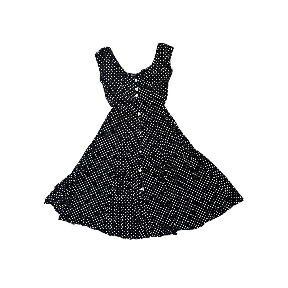 Kookai Vintage Polka Dot Midi Dress Button 90s Tea dress Size 2 Made in France